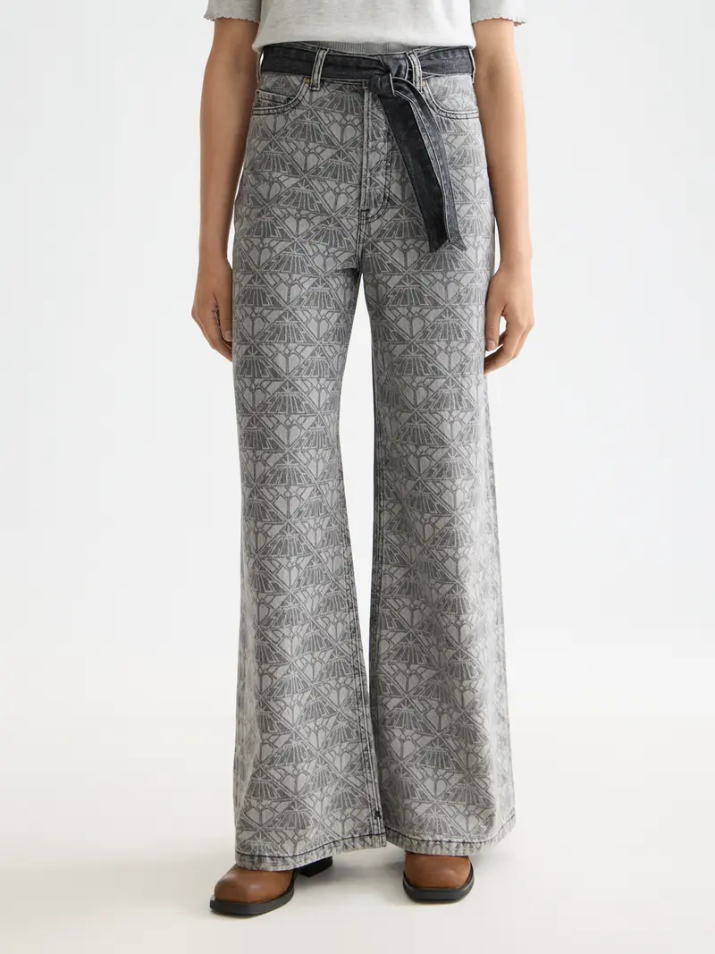 The Wave Wide Jeans — Monogram Black