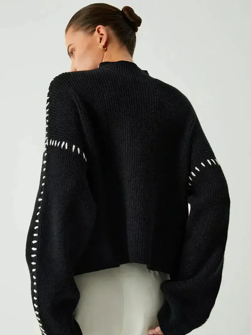 Thordea | Damen Oversize Strickpullover Schwarz