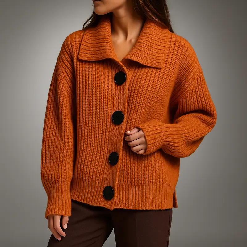 Thordena | Damen Oversize Strickjacke mit Knöpfen