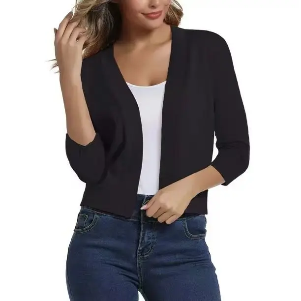 Thordis | Damen Strickjacke Offene Front 3/4 Arm