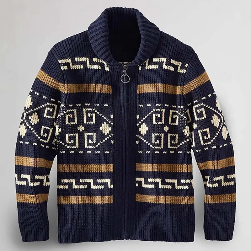 Thormund | Herren Gemusterte Strickjacke mit Reißverschluss