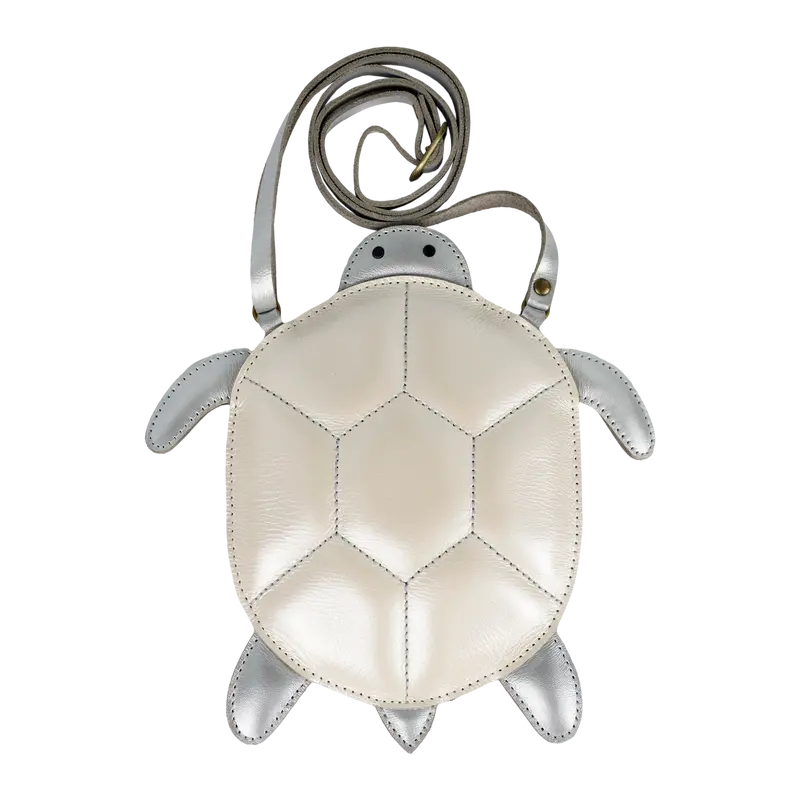 Thysa Purse | Shimmer Turtle | Silver Grey Metallic Leather