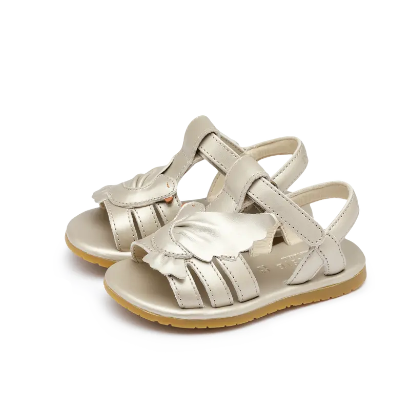 Tiyola Sandals | Dove | Off White Metallic Leather