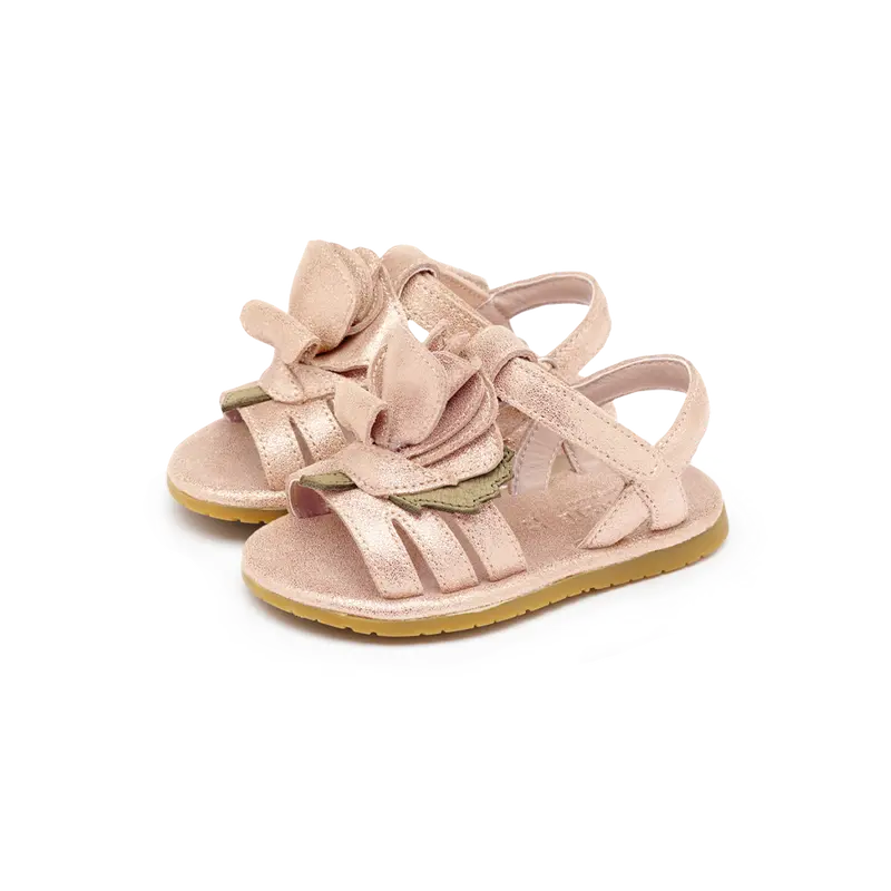 Tiyola Sandals | Rose | Powder Metallic Leather