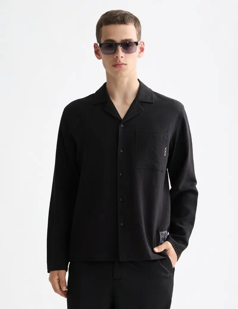 Tonal jacquard relaxed-fit shirt