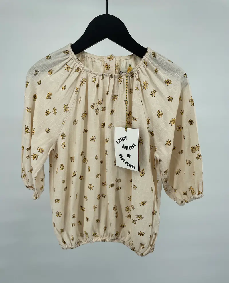 Top Beige 3/4 Mouw Madeliefjes Print