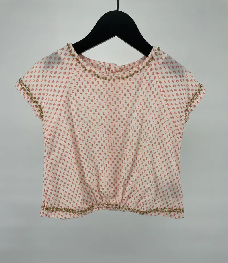 Top Beige Roze Korte Mouw Maat 74