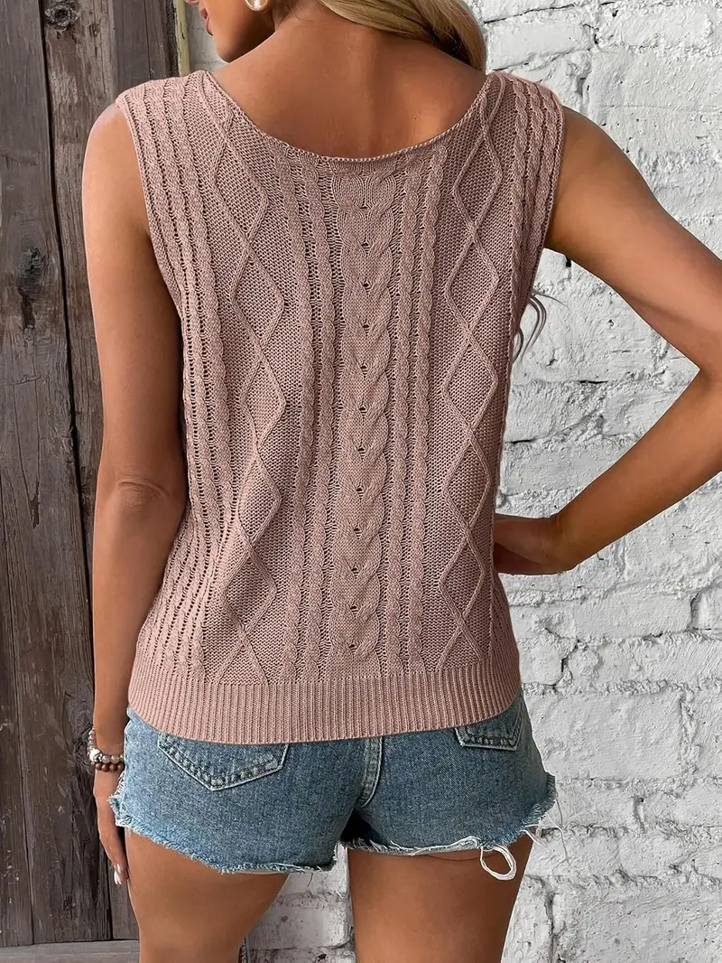 Top Damen - Ärmelloses Stricktop mit V-Ausschnitt | Sommer