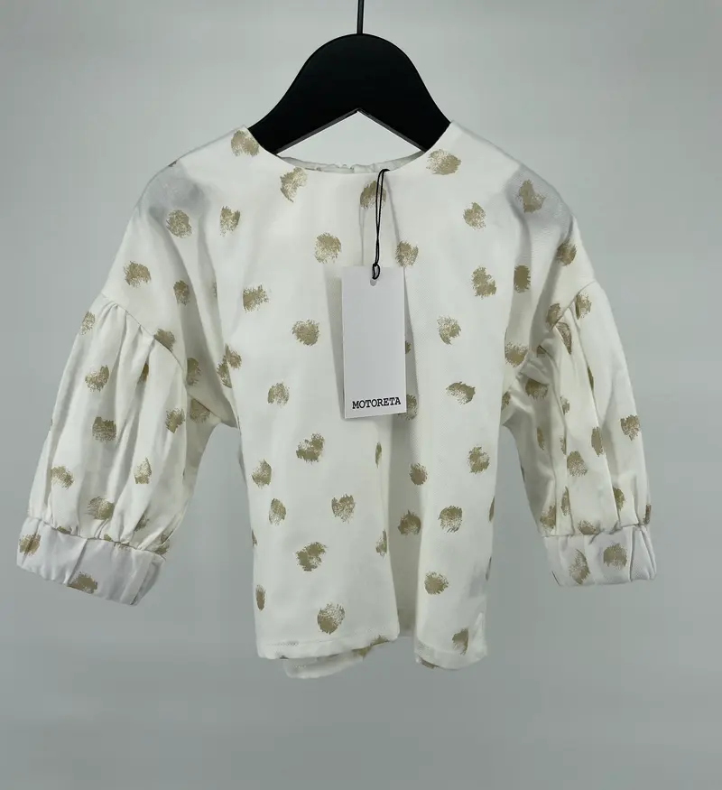 Top Lange Mouw Beige Gouden Stippen Maat 74