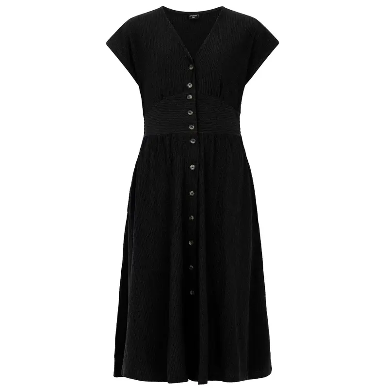 True Black v-hals midi jurk Nieve