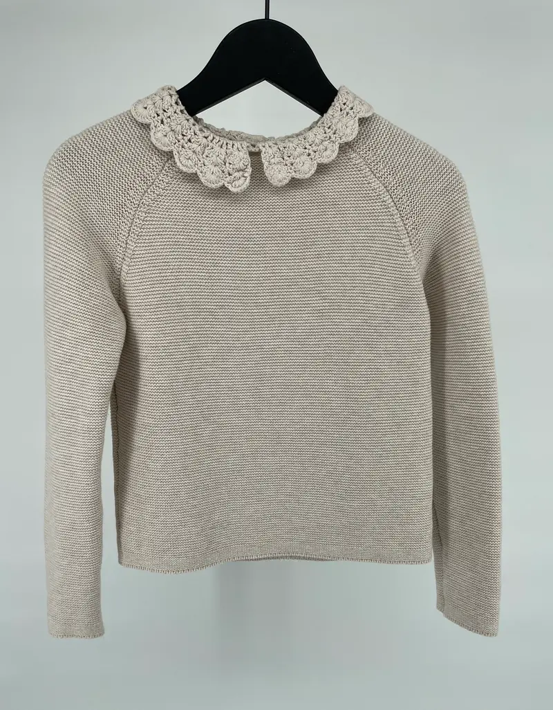Trui Beige Gebreid Kraagje Maat 110