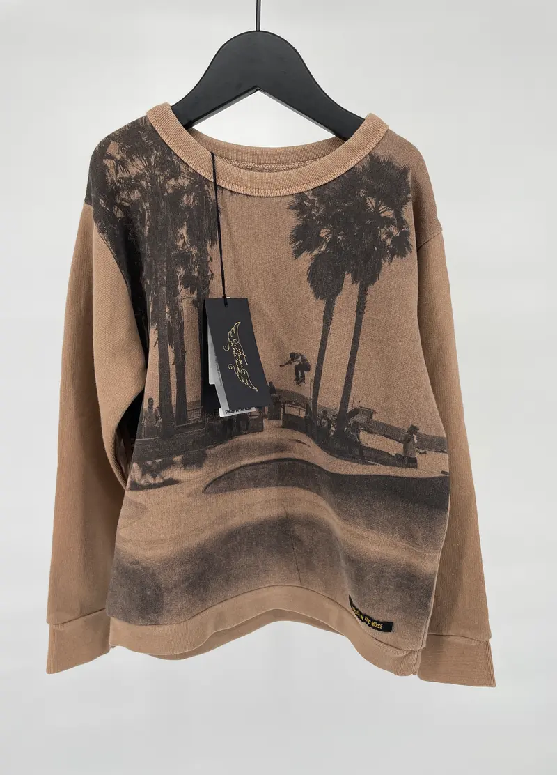 Trui Bruin met Skate Print Maat 110