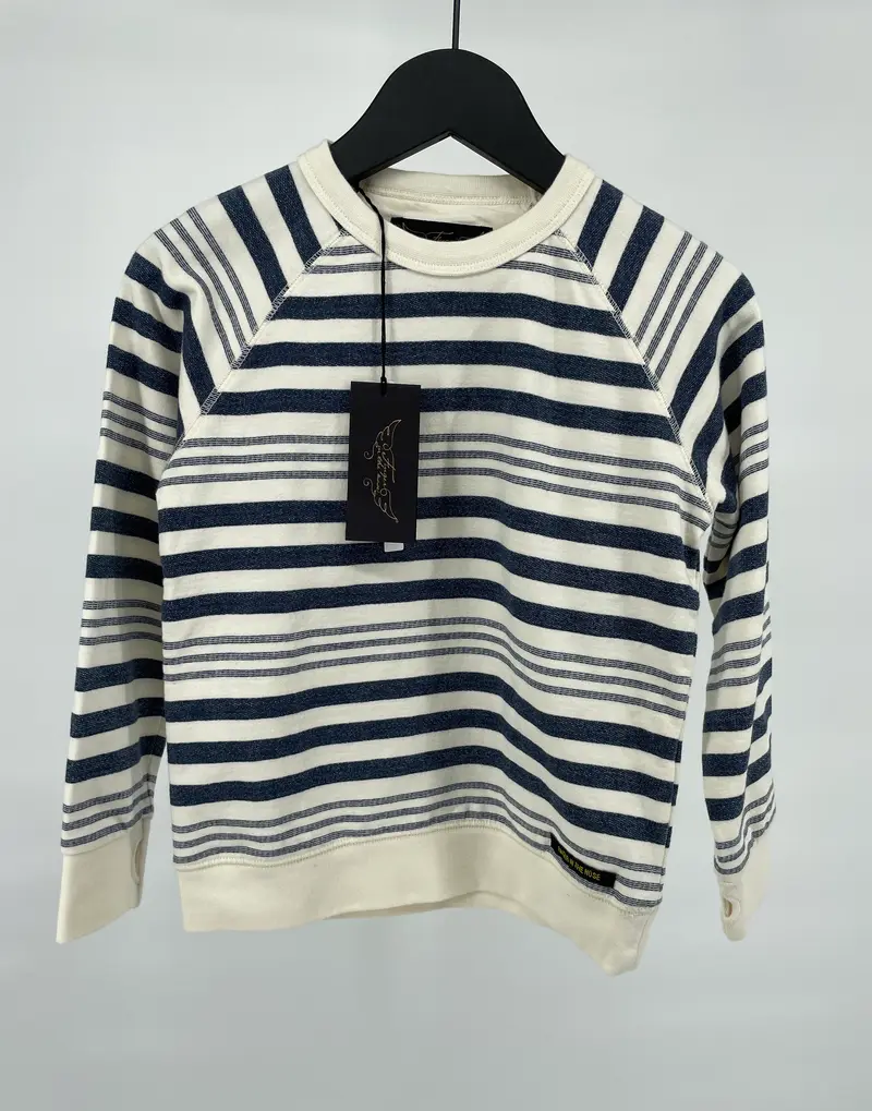 Trui Donkerblauw Beige Gestreept Maat 122