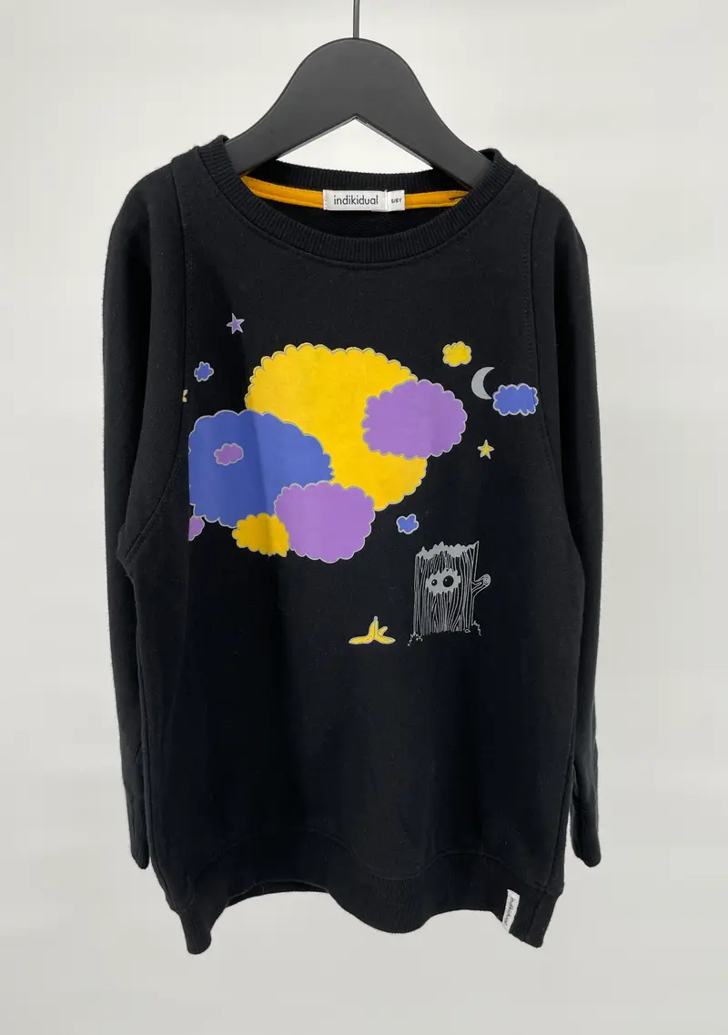 Trui Zwart Wolkenprint Maat 116