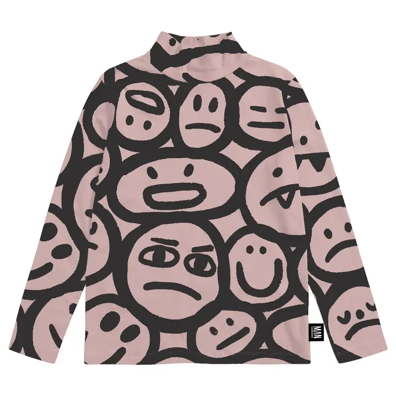 Turtleneck Silly Faces Black
