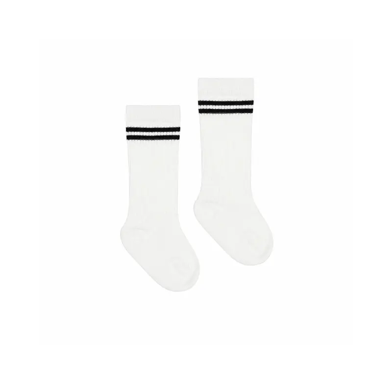 Twin Stripe High Rib Socks Navy