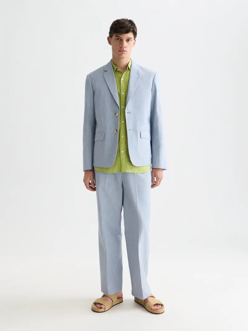 Unconstructed Linen-blend Relaxed-Fit Blazer