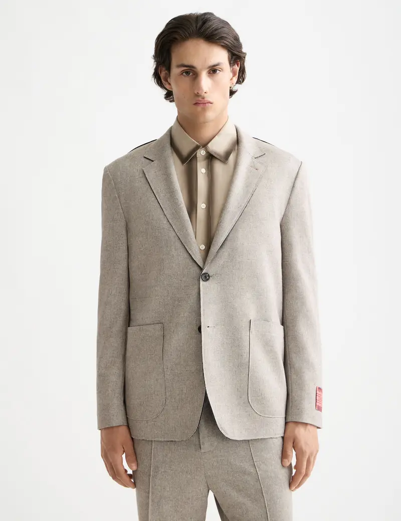 Unconstructed melange jersey relaxed fit blazer