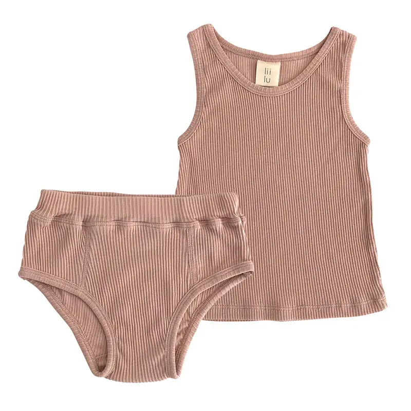 Underwear Set Rib Boys Pale Pink
