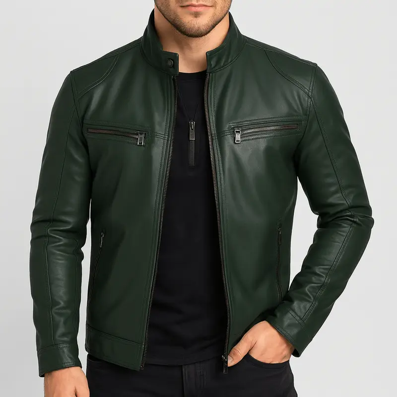 Uwe | Herren Casual Leder-Reissverschlussjacke