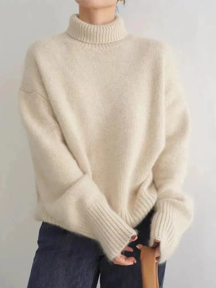 Valdmara | Damen Rollkragenpullover Oversize Strickpullover