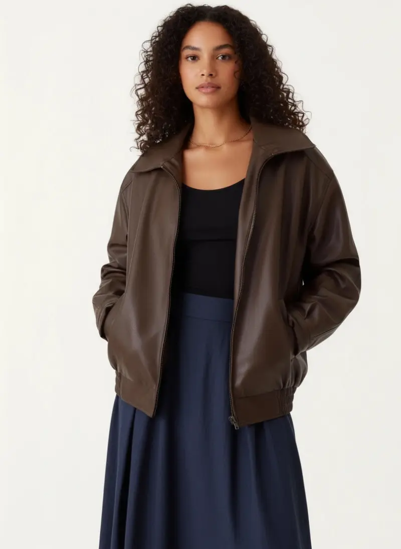 Vanessa | Damen Vintage Oversized Lässiger Lederjacke