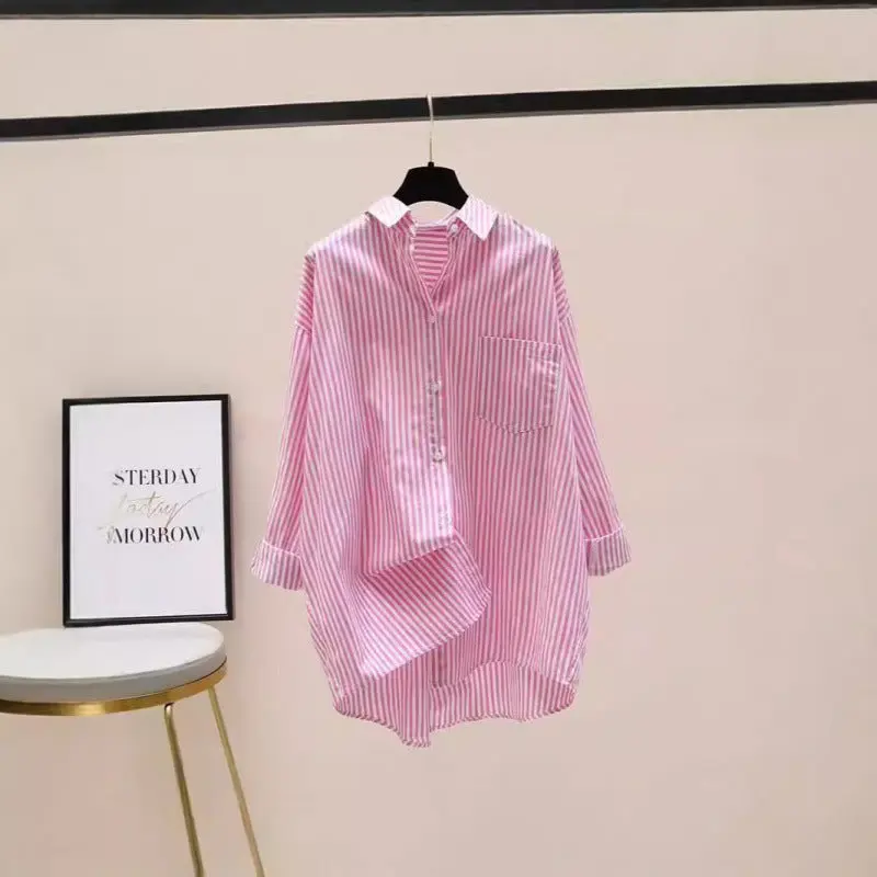 Venka | Damen Gestreiftes Oversize Hemd Langarm