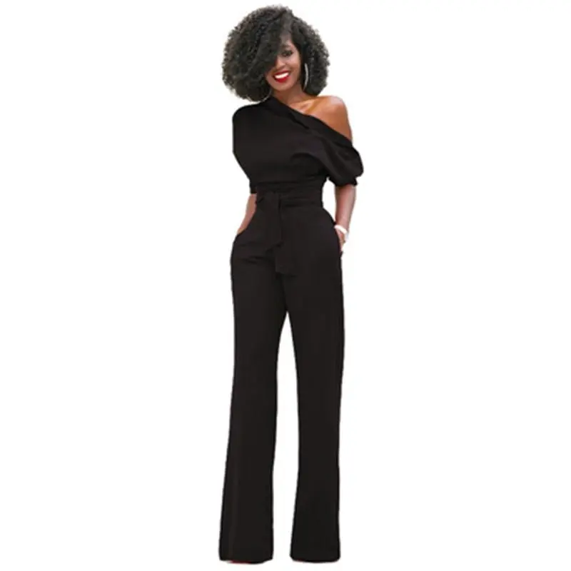 Veronica | Damen One Shoulder Weites Bein Jumpsuit