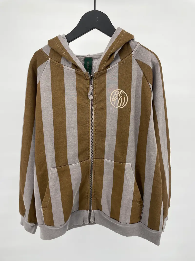 Vest Bruin Grijs Gestreept Maat 140 / 146