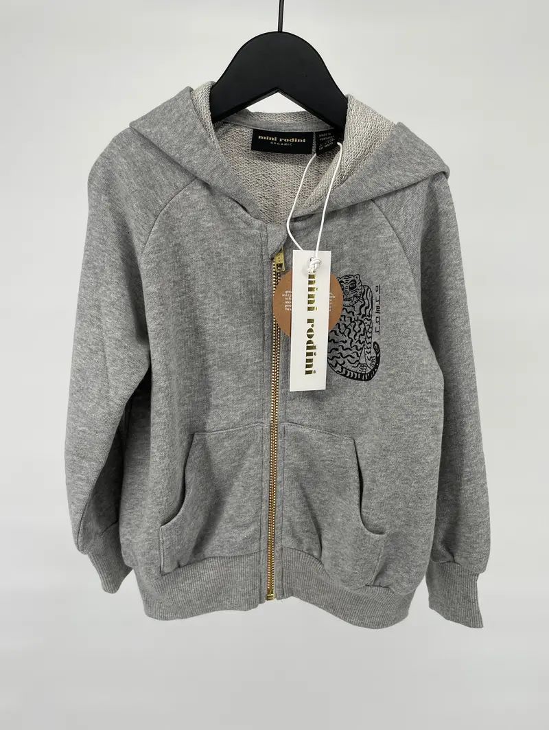 Vest Capuchon Grijs met Tijger Maat 92 / 98