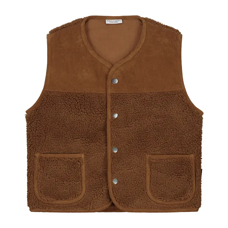 Vest Fuzzy Teddy Block Brown