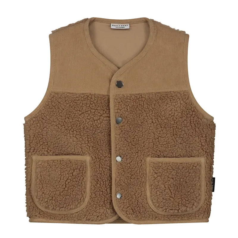 Vest Teddy Fuzzy Block Camel