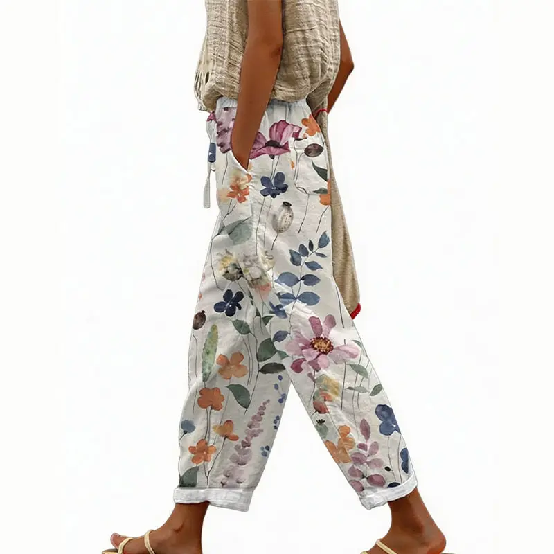 Vianee | Atmungsaktive Freizeit-Hose mit Blumenmotiv