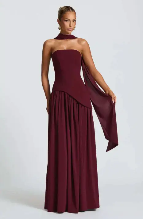 Viorica | Damen Trägerloses Abendkleid Maxi Elegant