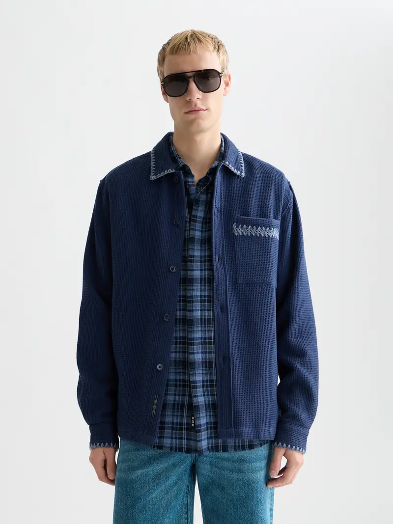 Waffle Structure Relaxed-Fit Shirt