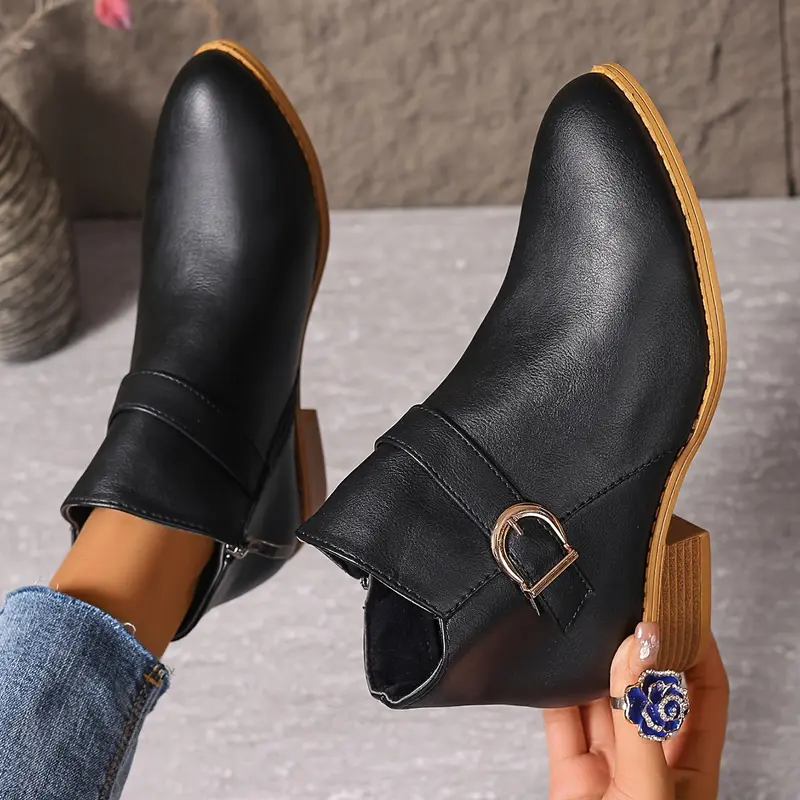 Waltraud | Damen Stiefelette mit Schnalle und Blockabsatz