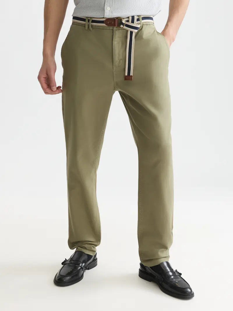 Warren Cotton Blend Twill Belted Chino