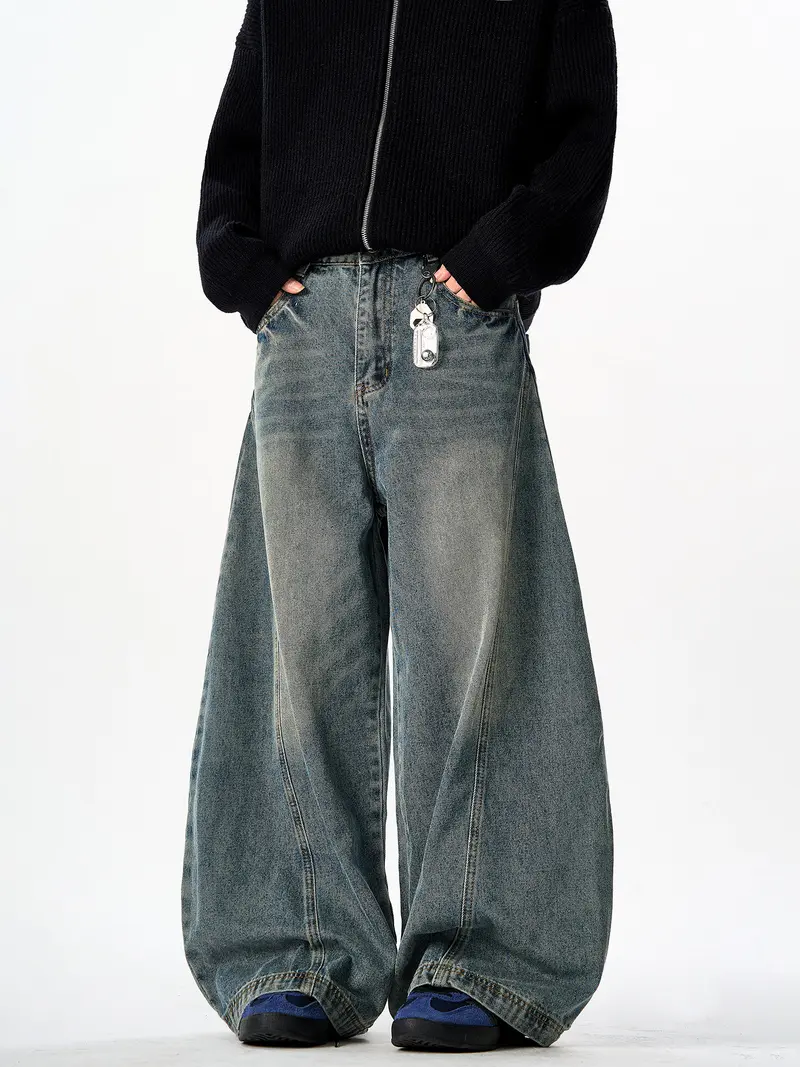 Washed Denim Baggy Pants