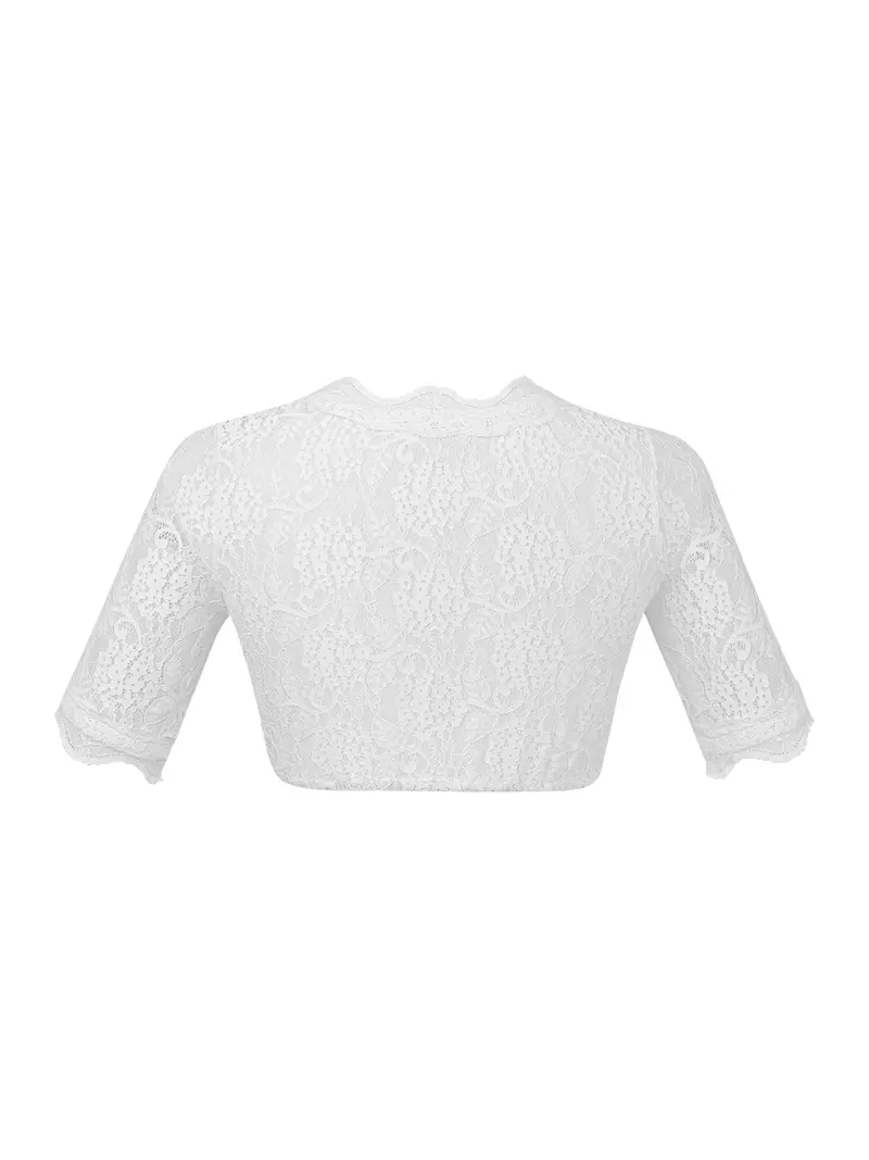 Weiß Damen Dirndlbluse Kurzarm V-Ausschnitt Elegante Trachtenbluse Sommer