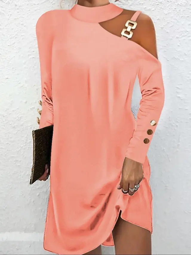 Wiberna | Damen Strickkleid schulterfreies Langarmkleid