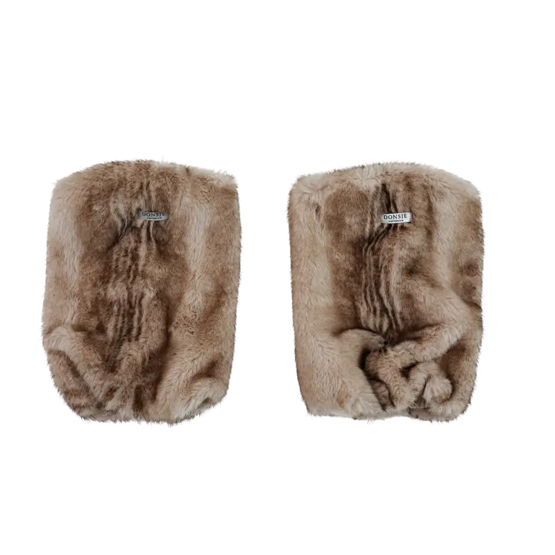 Widya Leg Warmers | Soft Taupe Striped Teddy