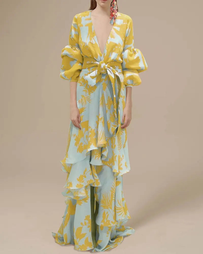 Willa | Damen Blumen Wickelkleid Maxi