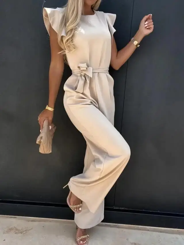 Willow | Rüschenärmel Tailliert Jumpsuit