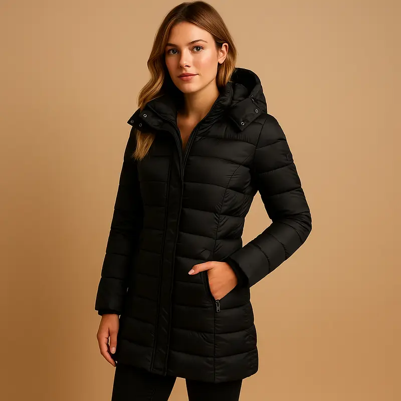 Wiltrud | Damen Steppjacke Mittellang mit Kapuze