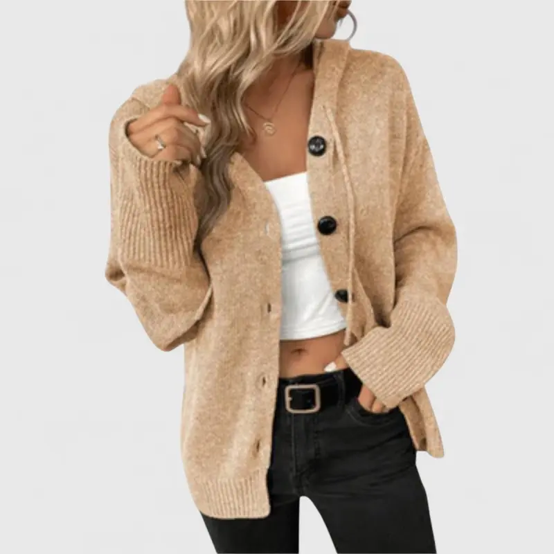 Wiltrud | Damen Strickjacke Oversize mit Knöpfen