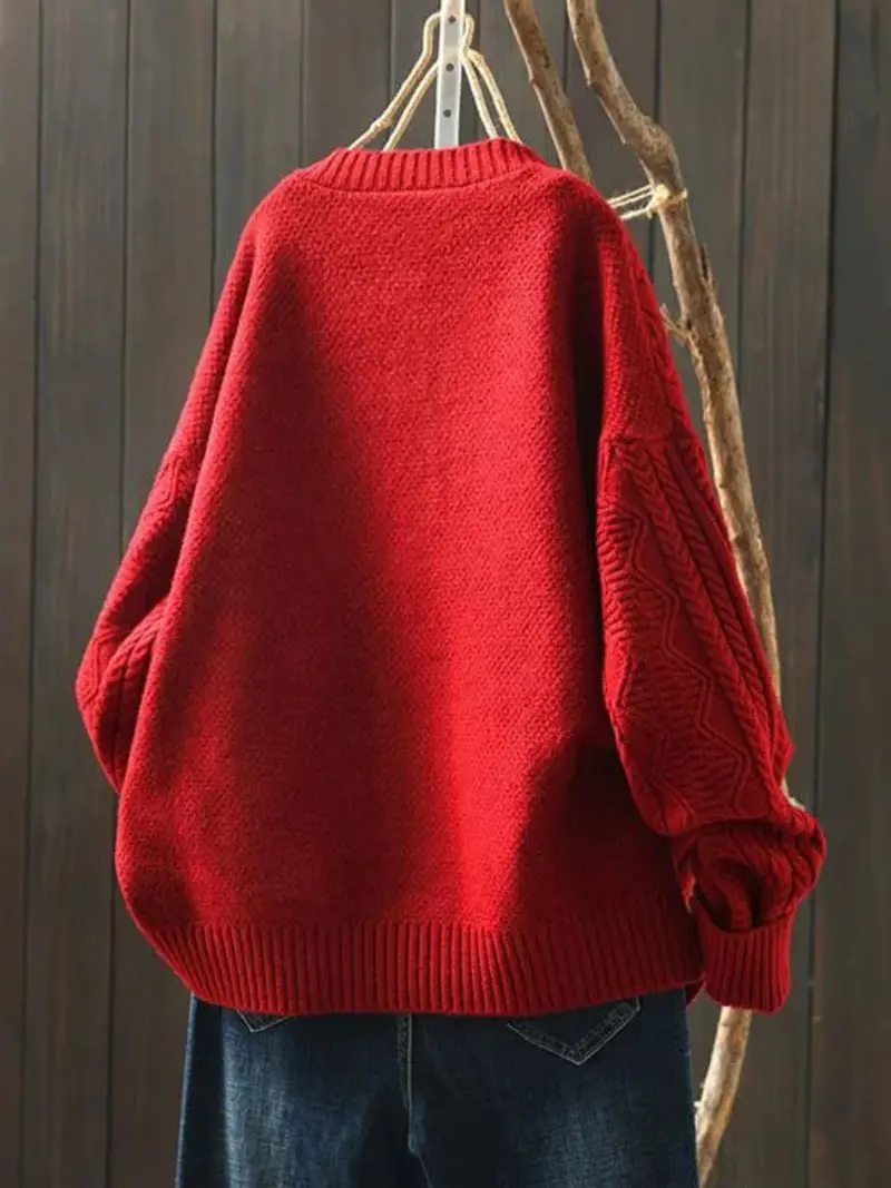 Wiltrud | Damen Zopfmuster Strickjacke Oversize