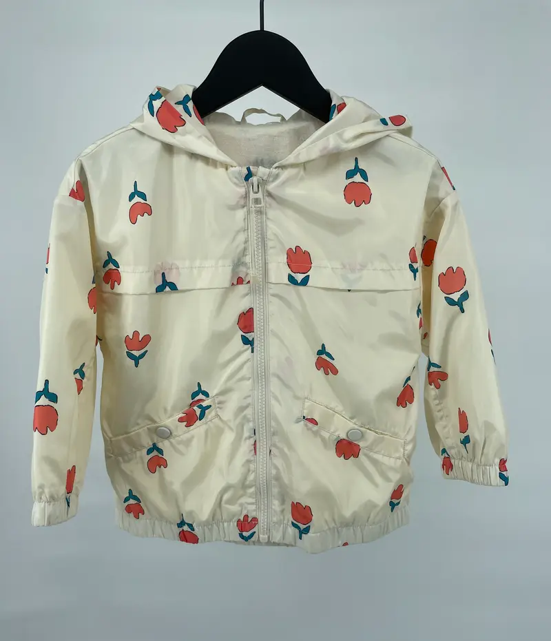 Windbreker Jas Beige Tulpenprint Maat 110