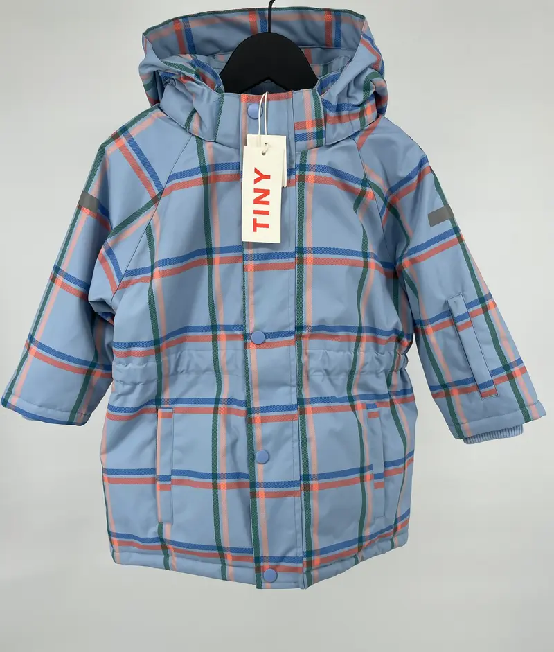 Winterjas Lichtblauw Geruit Maat 104