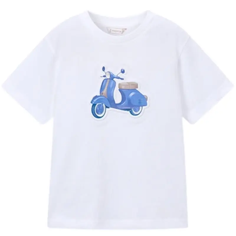 Wit geprint t-shirt met scooter 3059