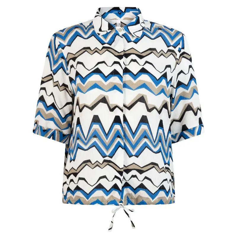 Wit geprinte korte mouwen blouse Aster